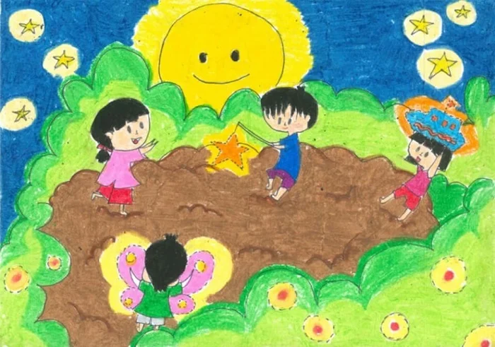ve tranh de tai trung thu tre em ruoc den va ong trang sang 1693245284