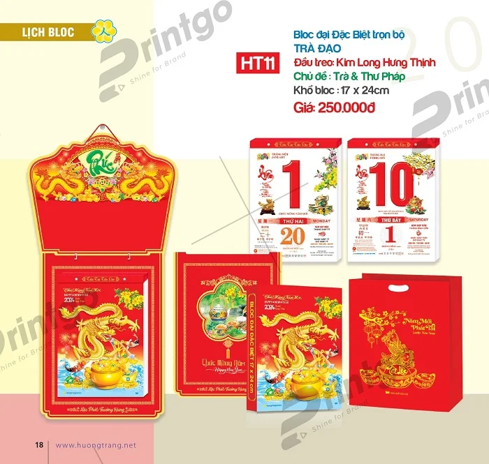 Bộ sưu tập lịch Bloc Hương Trang 2024