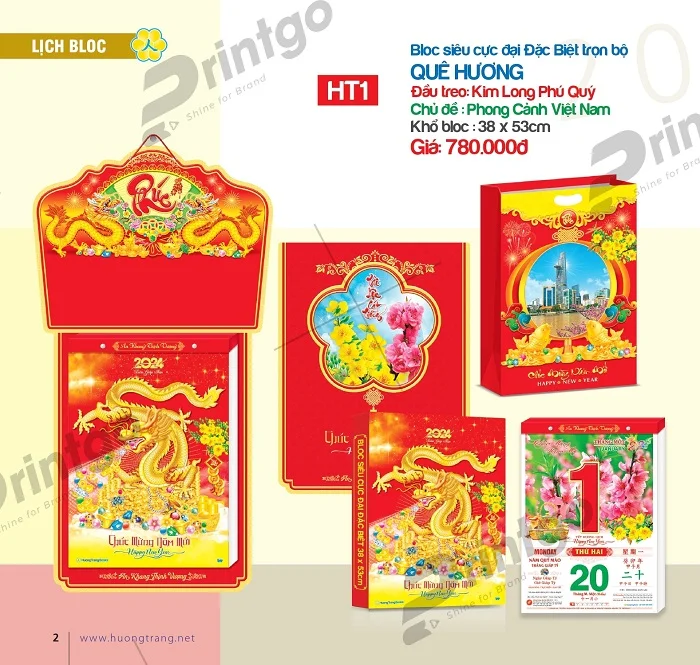 Bộ sưu tập lịch Bloc Hương Trang 2024