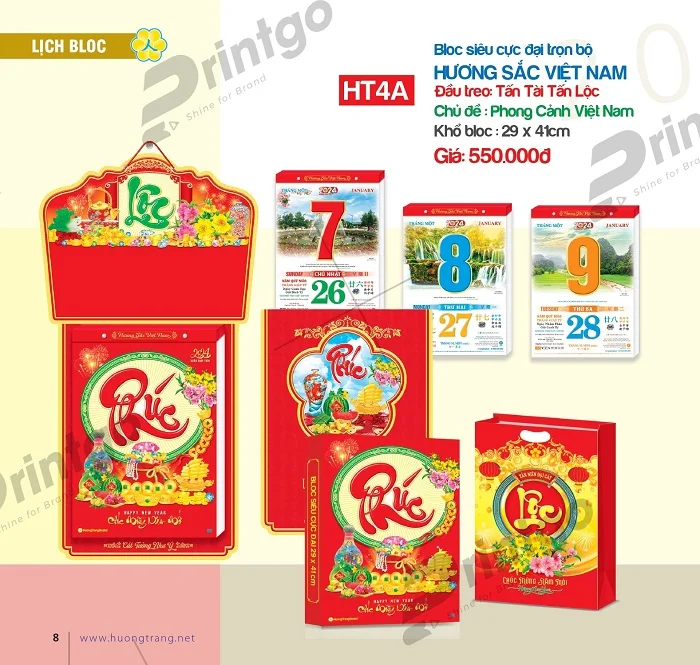 Bộ sưu tập lịch Bloc Hương Trang 2024