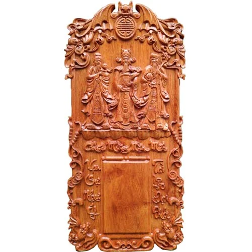 Khung lịch gỗ khắc hình ông Phúc Lộc Thọ