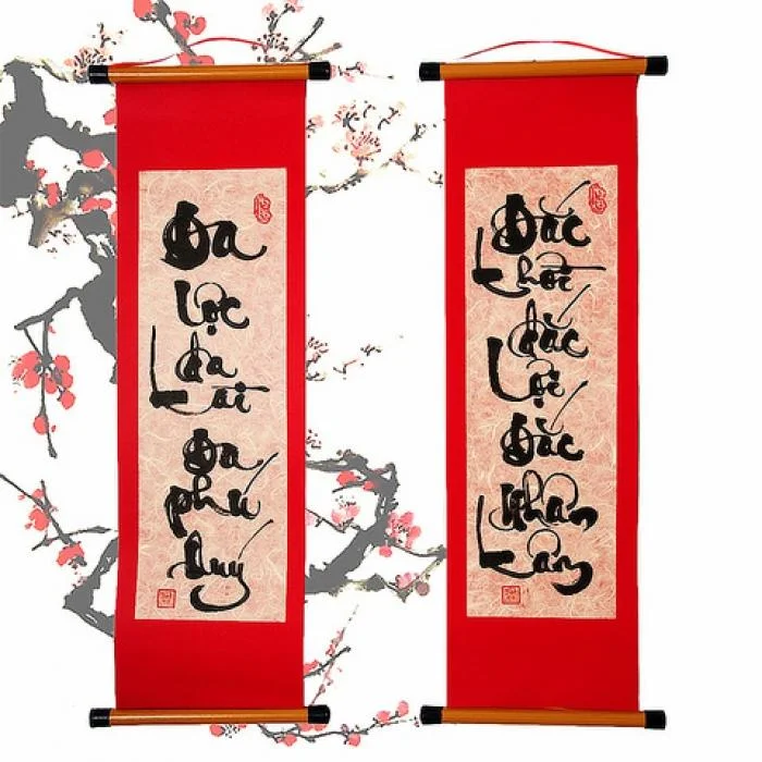 Mẫu chữ thư pháp câu đối tết