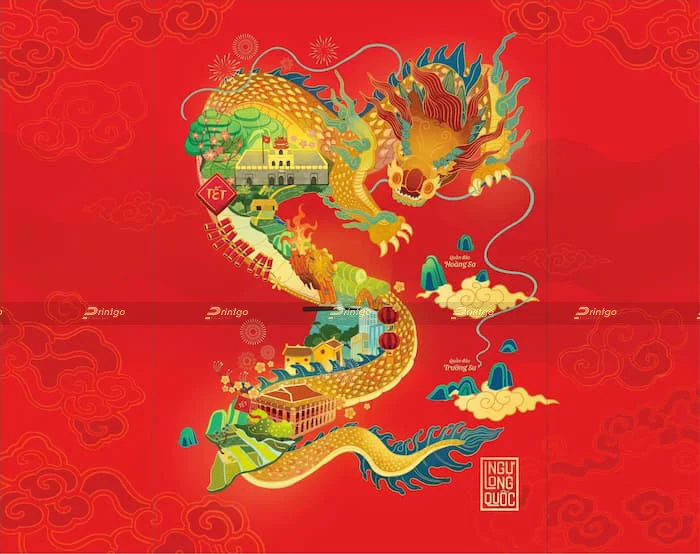 Ý tưởng hộp quà tết linh vật Rồng - Ngự Long Quốc