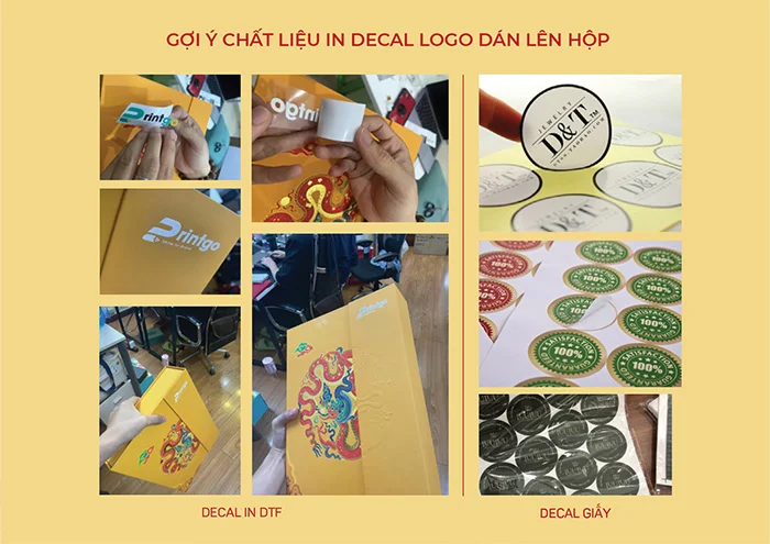 Mẫu decal in logo doanh nghiệp dán trên hộp quà tết