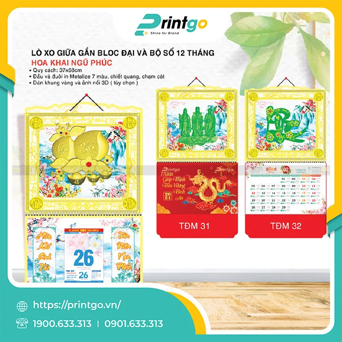 Tổng hợp 15 mẫu khánh lịch bloc tết 2024 đẹp, giá tốt nhất thị trường
