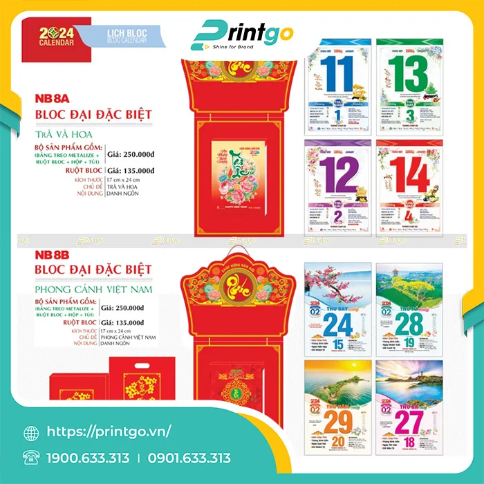 Tổng hợp 15 mẫu khánh lịch bloc tết 2024 đẹp, giá tốt nhất thị trường