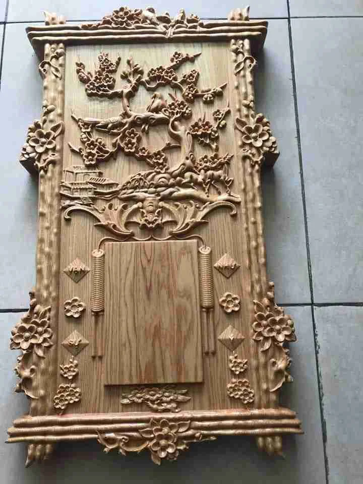 Khung lịch gỗ cây đào - cây mai