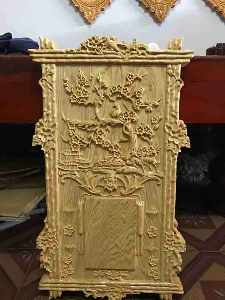 Khung lịch gỗ cây đào - cây mai