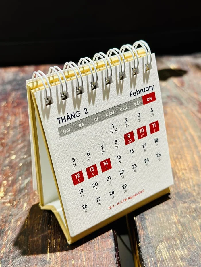 Kích thước lịch để bàn mini