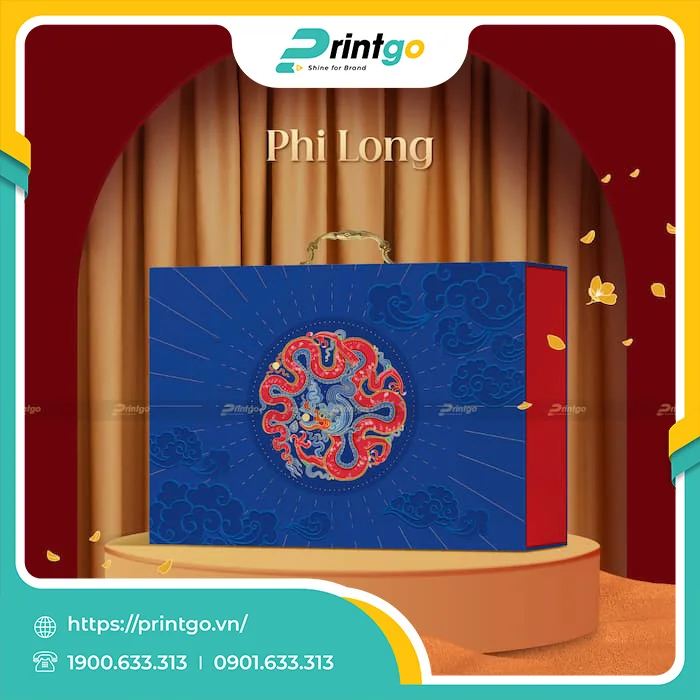 Hộp quà tết Phi Long xanh