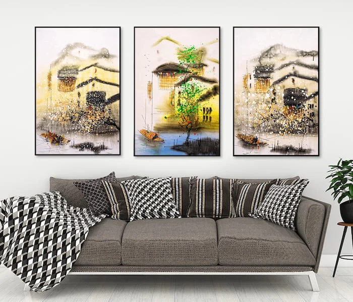 Tranh trừu tượng cảnh thành phố 