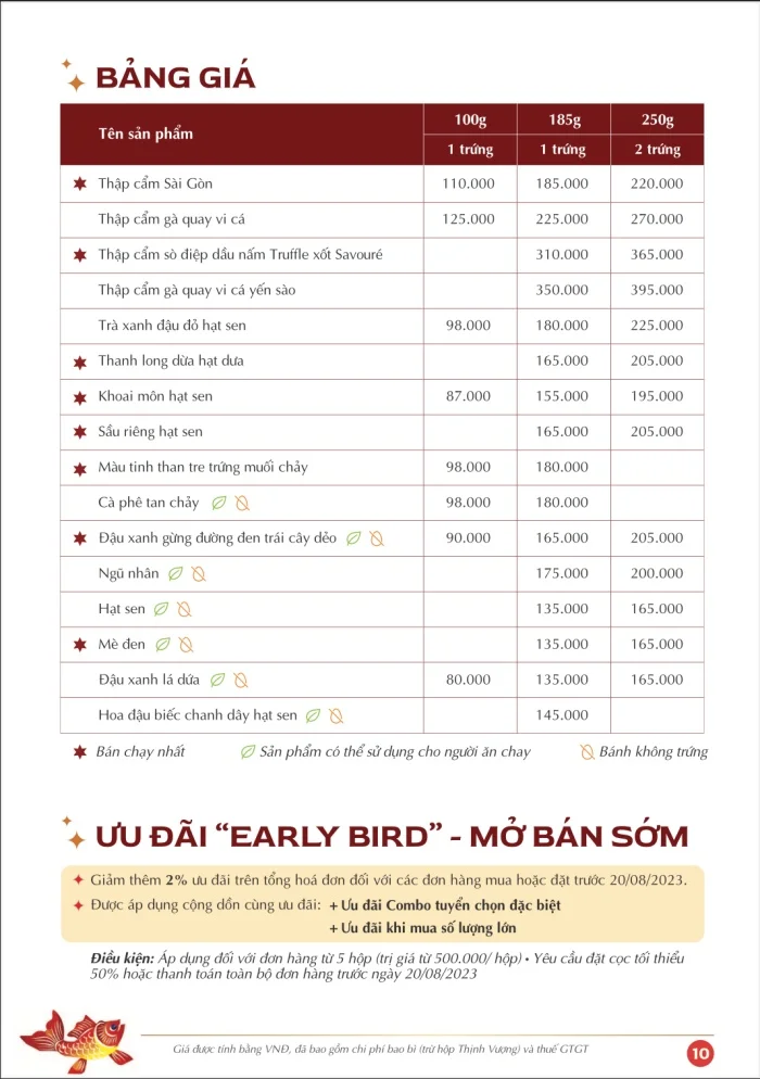 Bảng giá bánh trung thu Savouré mới nhất năm 2024