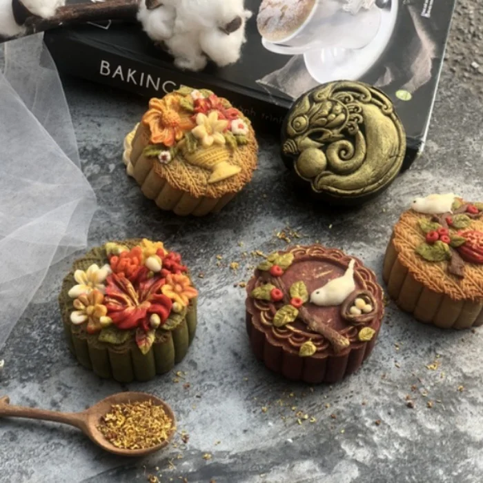 Cách làm bánh trung thu hiện đại hoa nổi 