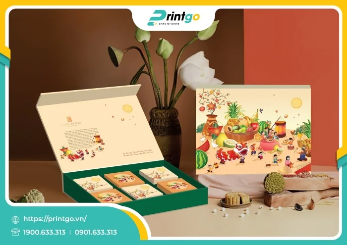 Hộp bánh trung thu 6 bánh nắp lật nam châm Thu Ca