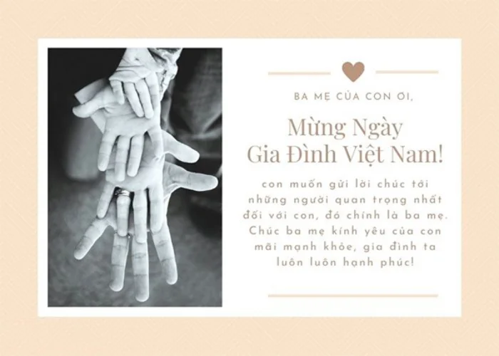 Lời chúc ngày Gia đình Việt Nam 28/6 ý nghĩa dành cho bố mẹ