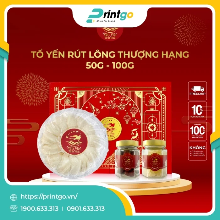 Hộp cánh bướm mở giữa đựng yến sào