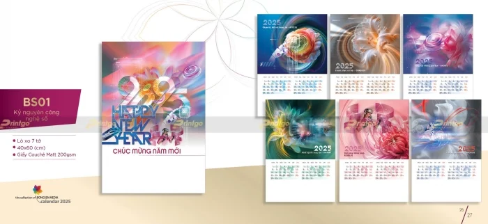 Lịch lò xo 7 tờ nhà Bông Sen 2025