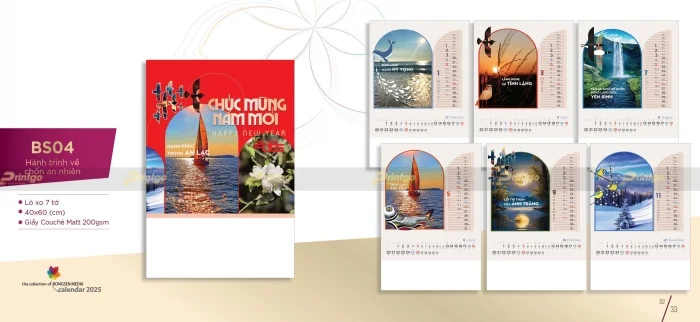 Lịch lò xo 7 tờ nhà Bông Sen 2025