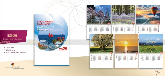 Lịch lò xo 7 tờ nhà Bông Sen 2025