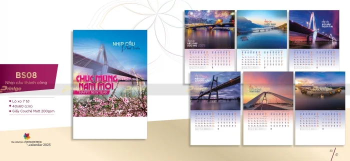 Lịch lò xo 7 tờ nhà Bông Sen 2025
