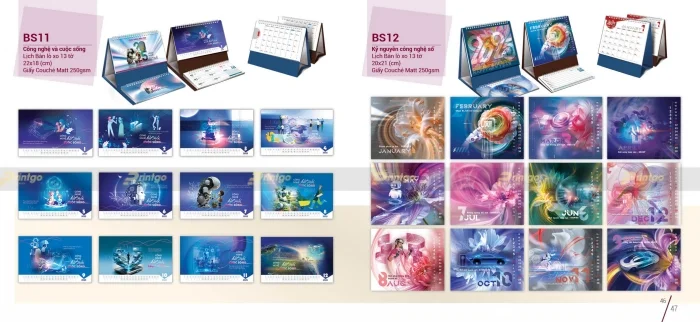 Lịch để bàn lò xo 13 tờ của nhà Bông sen 2025