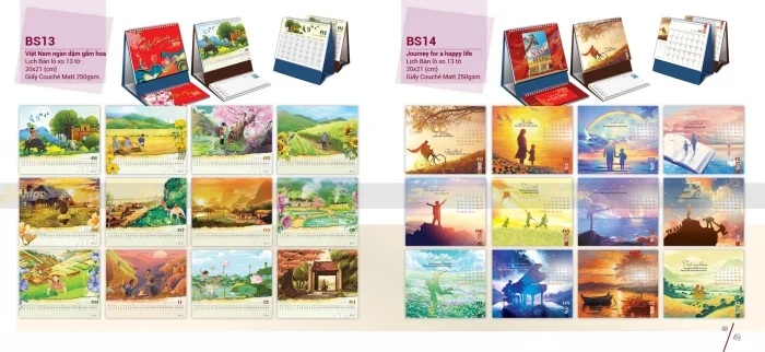 Lịch để bàn lò xo 13 tờ của nhà Bông sen 2025