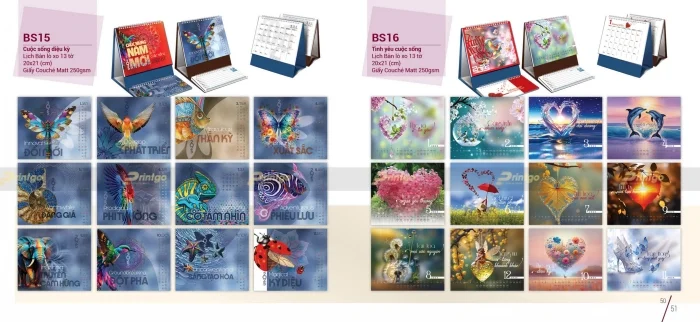 Lịch để bàn lò xo 13 tờ của nhà Bông sen 2025
