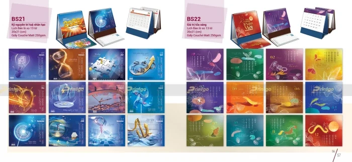 Lịch để bàn lò xo 13 tờ của nhà Bông sen 2025