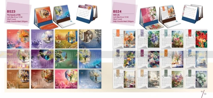 Lịch để bàn lò xo 13 tờ của nhà Bông sen 2025