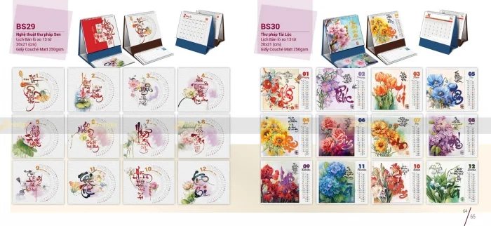 Lịch để bàn lò xo 13 tờ của nhà Bông sen 2025