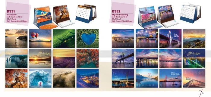 Lịch để bàn lò xo 13 tờ của nhà Bông sen 2025