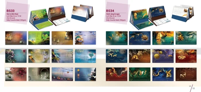 Lịch để bàn lò xo 13 tờ của nhà Bông sen 2025