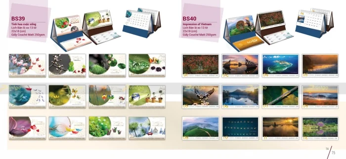 Lịch để bàn lò xo 13 tờ của nhà Bông sen 2025