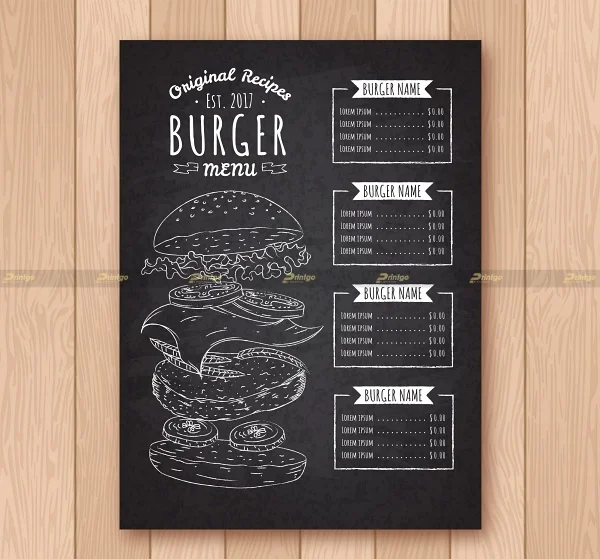 Kích thước menu riêng của các dịch vụ kinh doanh