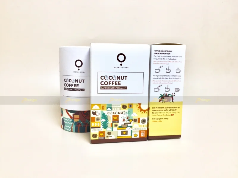 Printgo thiết kế và in bộ hộp đựng cà phê của Drops Coffee mang phong cách trẻ trung, năng động