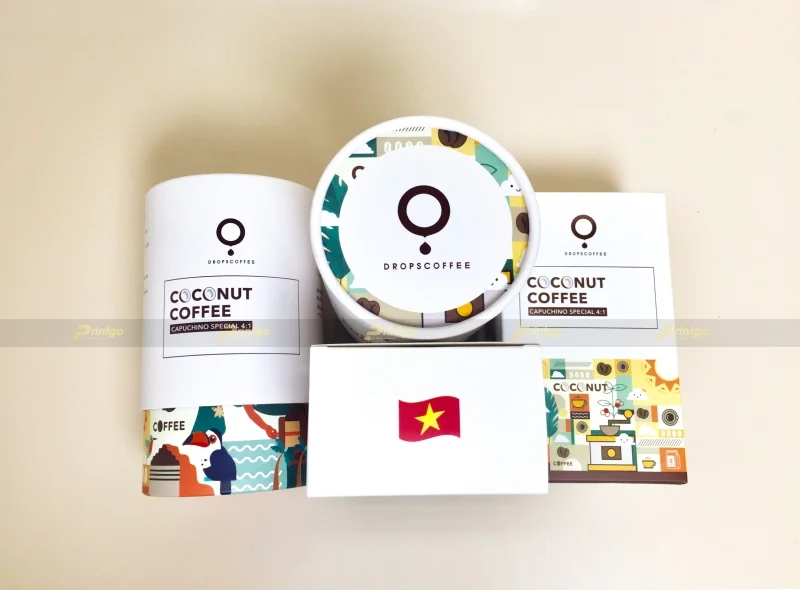 Printgo thiết kế và in bộ hộp đựng cà phê của Drops Coffee mang phong cách trẻ trung, năng động