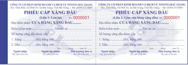 TOP 10 mẫu phiếu cấp xăng dầu được sử dụng phổ biến hiện nay