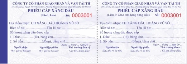 TOP 10 mẫu phiếu cấp xăng dầu được sử dụng phổ biến hiện nay