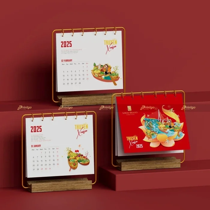 Lịch để bàn đế gỗ và lịch để bàn đế mica - Nên chọn loại nào cho món quà doanh nghiệp?