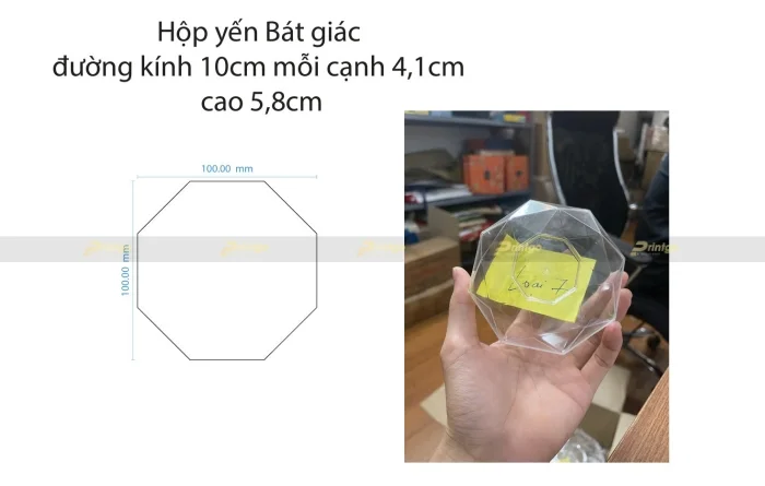 Khuôn yến Bát giác đường kím 10cm - mỗi cạnh 4.1cm - cao 5.8cm