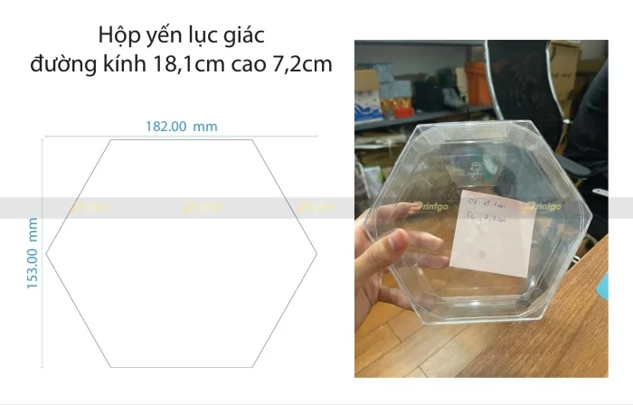 Khuôn yến lục giác đường kính 18.1cm - cao 7.2cm