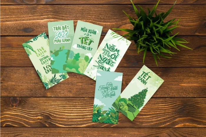 Tổng hợp các mẫu bao lì xì màu xanh đẹp, độc đáo cho năm mới 2025