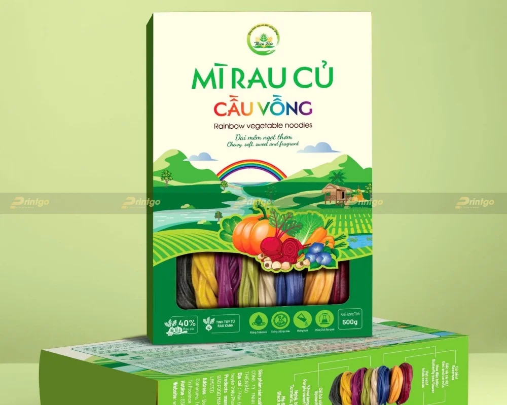Dự án thiết kế và in ấn hộp mỳ rau củ cầu vồng Thiện Bảo