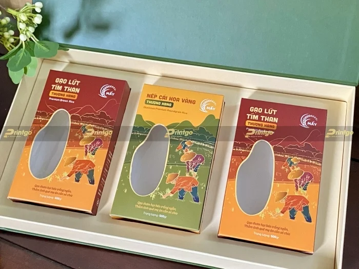 Dự án thiết kế và in hộp đựng gạo Mẩy cao cấp