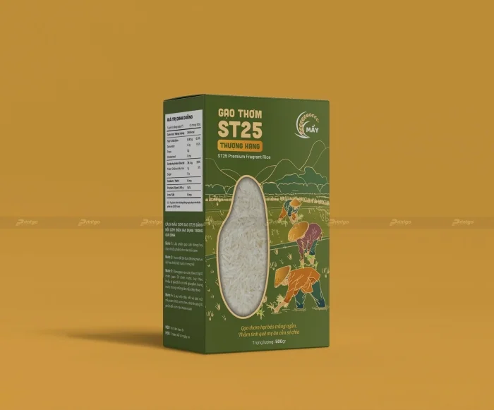 Dự án thiết kế và in hộp đựng gạo Mẩy cao cấp