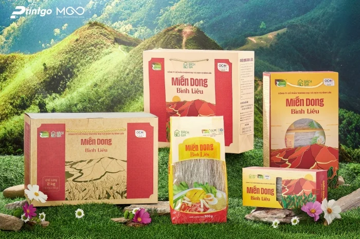 Dự án thiết kế bộ bao bì dự thi chứng nhận OCOP Miến dong Bình Liêu
