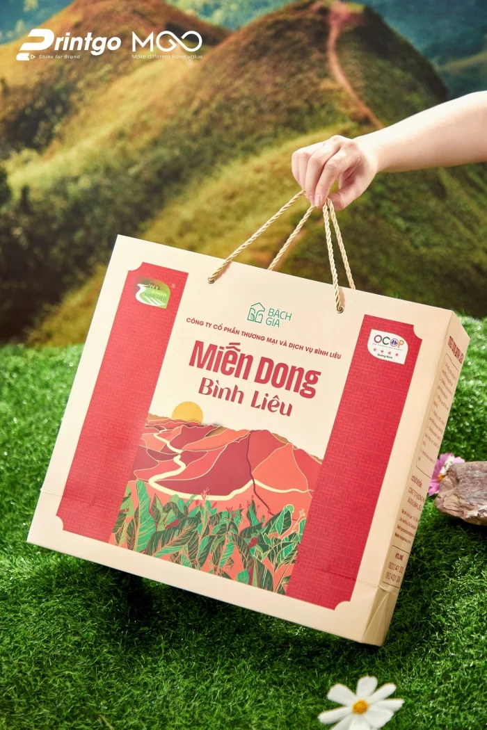 Túi giấy đựng miến dong Bình Liêu do Printgo thiết kế