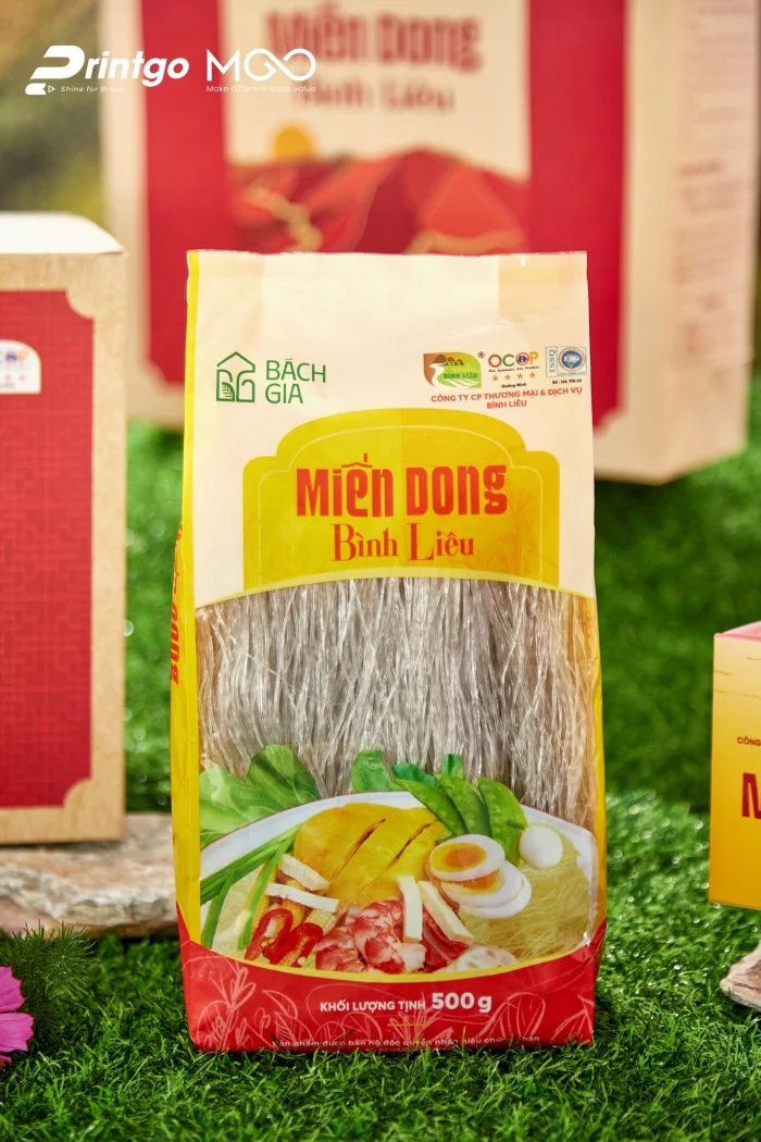Dự án thiết kế bộ bao bì dự thi chứng nhận OCOP Miến dong Bình Liêu