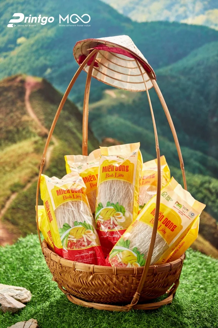 Dự án thiết kế bộ bao bì dự thi chứng nhận OCOP Miến dong Bình Liêu