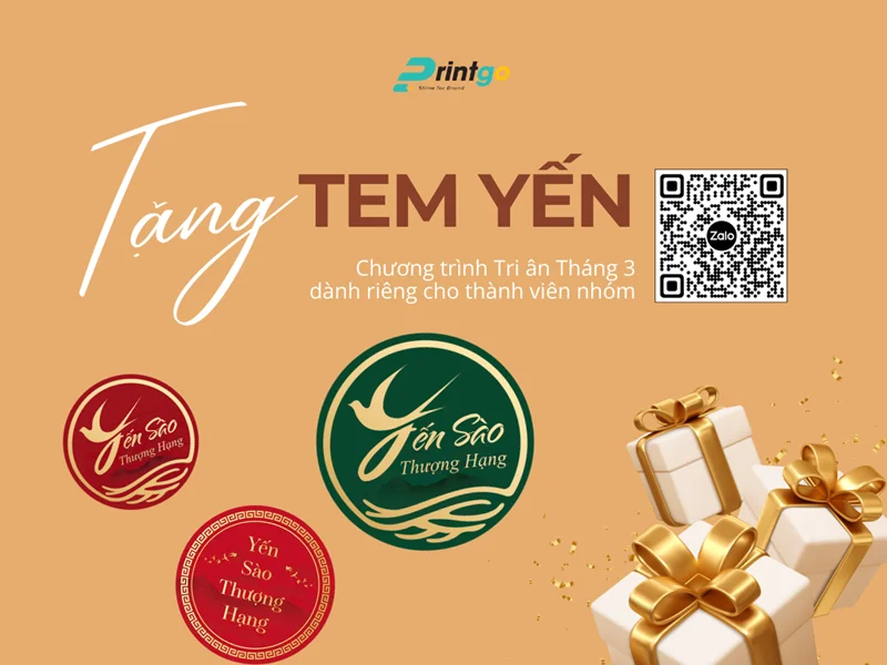 Tặng miễn phí tem yến sào cho khách hàng khi tham gia cộng đồng của Printgo